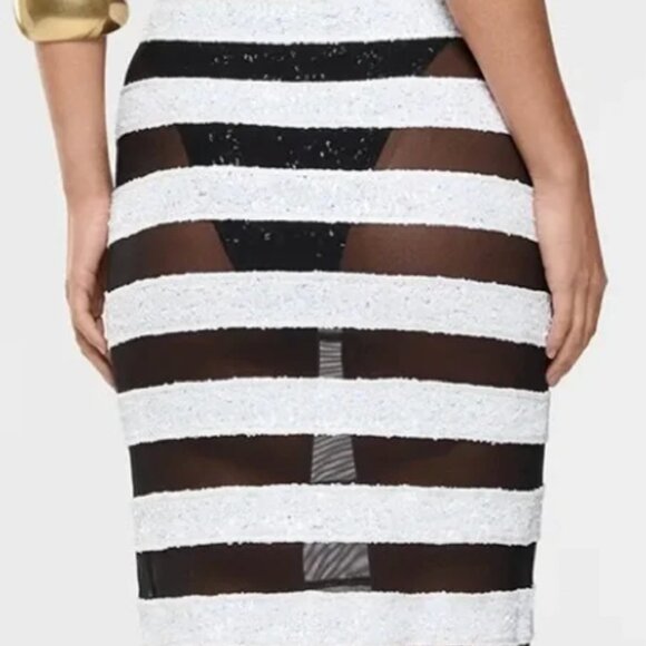 Oseree Paillettes Bicolor Stripes Dress - Picture 5 of 6